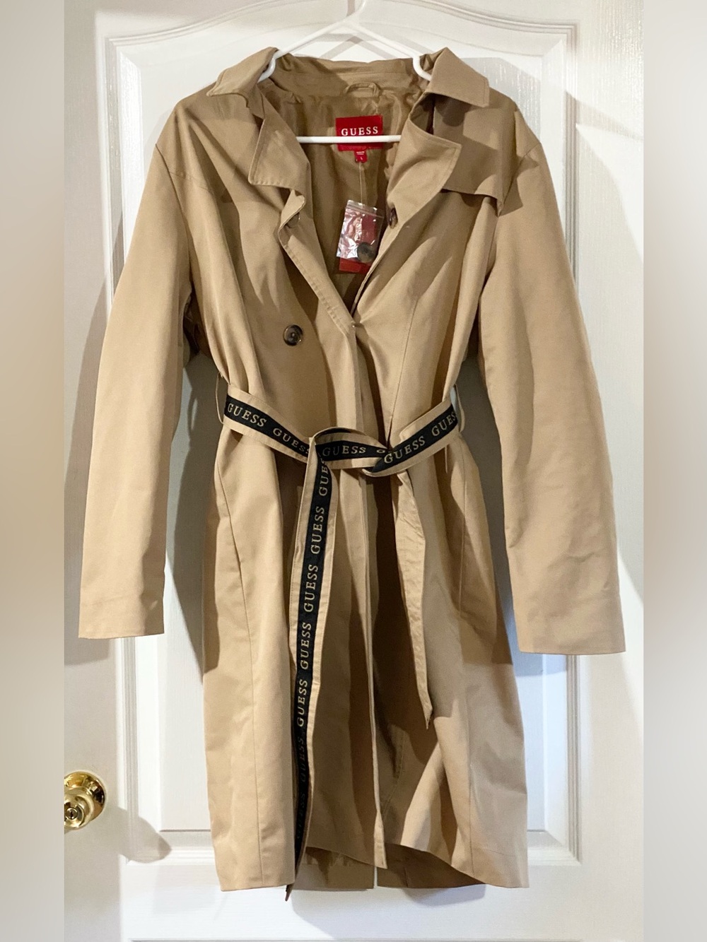 NWT GUESS Clare Tan Trench Coat Size L